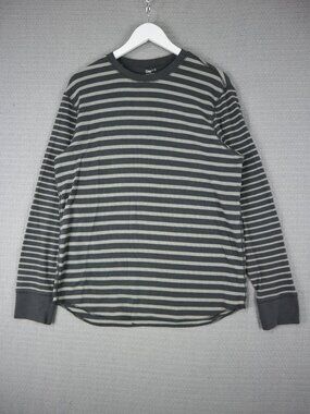 Gap Cotton Waffle Knit Longsleeve Shirt Grey Mens Large